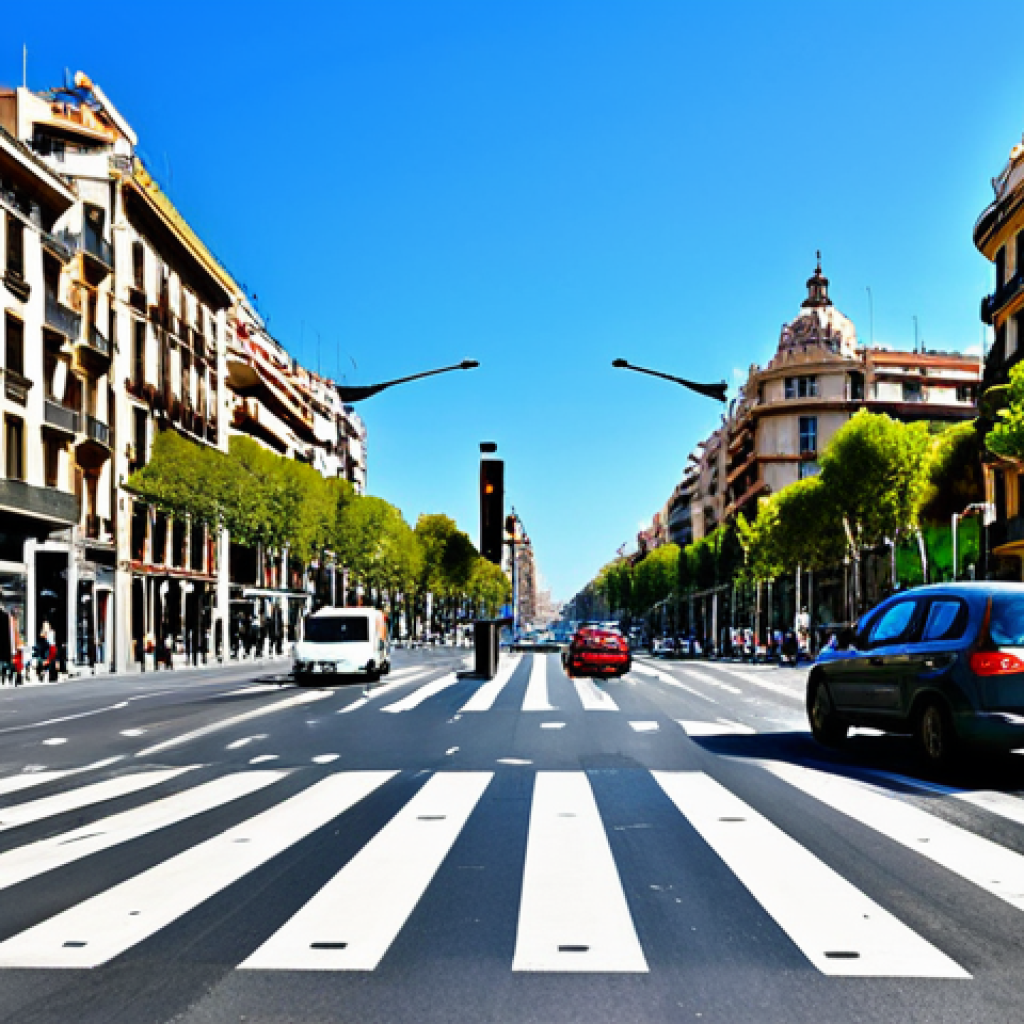 교통 데이터 분석 - Smart Traffic Management in Barcelona**

"A bustling Barcelona street scene, showing modern traffic ...