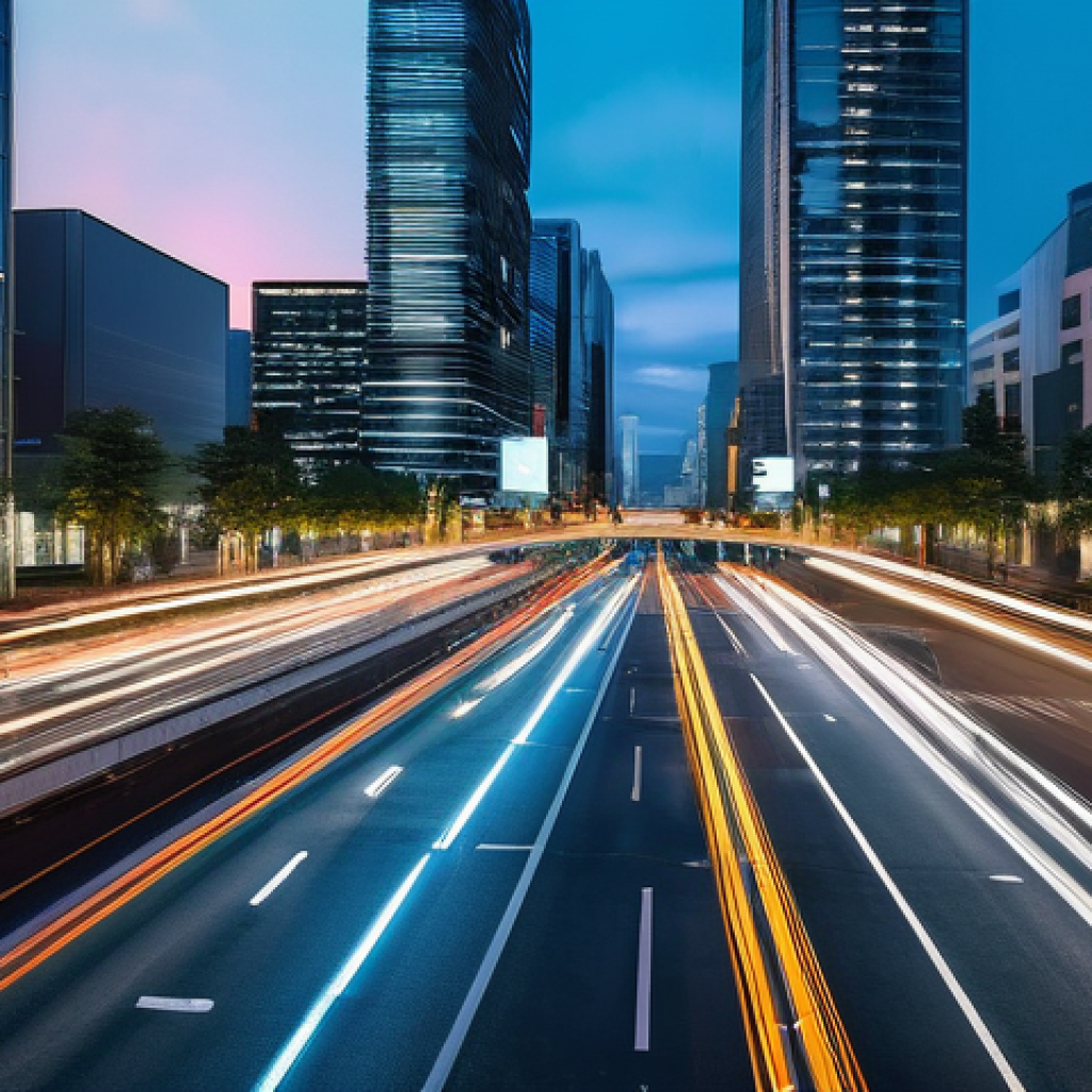 스마트 시티 교통 관리 - **Prompt 1: The Intelligent Urban Crossroads**
    "A vibrant, high-angle view of a futuristic city ...