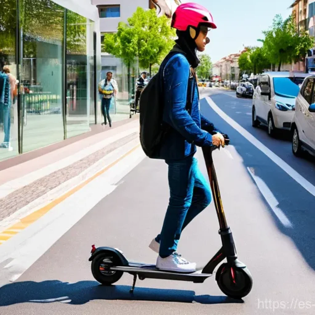 미래 운송 규제 - **Prompt 1: Urban Coexistence with Electric Scooters**
    A vibrant and bustling Spanish city stree...