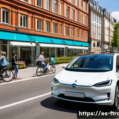 친환경 자동차 - **Prompt 1: Urban Harmony with Eco-Mobility**
    "A vibrant, bustling city street in a modern Europ...