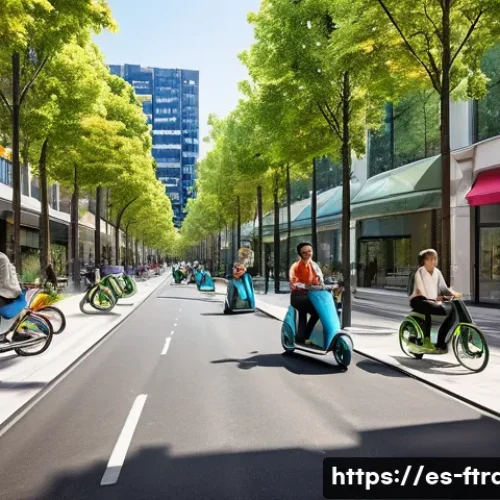 미래 운송의 사회적 영향 - **Prompt Title: The Breathing City**
    **Prompt:** A vibrant, futuristic city street scene bathed ...