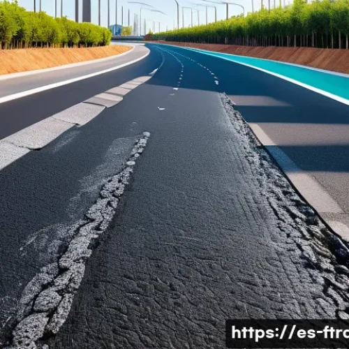도로 인프라 혁신 - A detailed futuristic highway scene in Spain featuring self-healing asphalt embedded with visible mi...